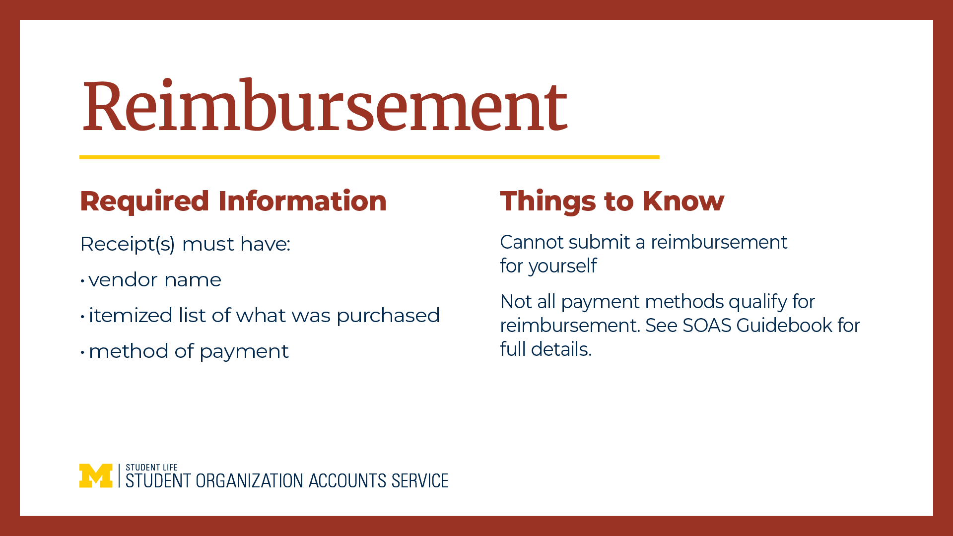 a recap of the Reimbursement section