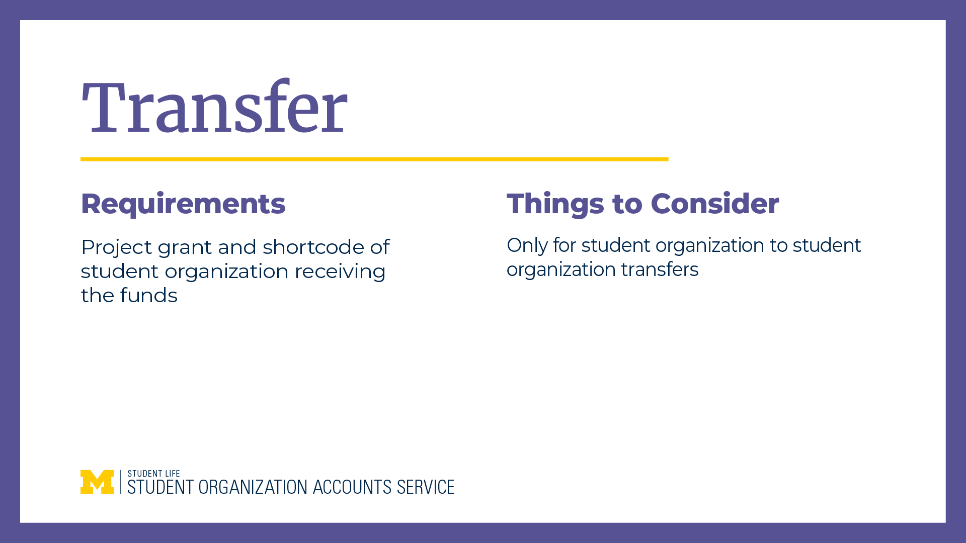 recap of the Transfer section