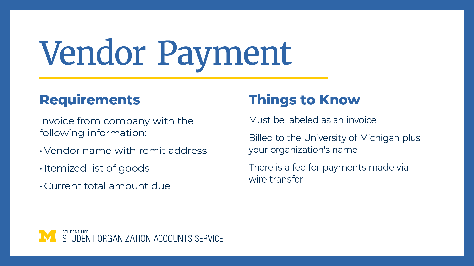 recap of Vendor Payment section
